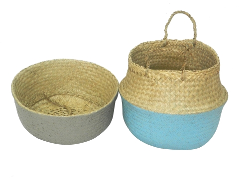 Round seagrass belly basket dipped